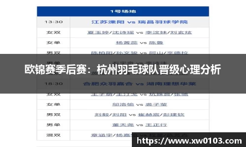 欧锦赛季后赛：杭州羽毛球队晋级心理分析